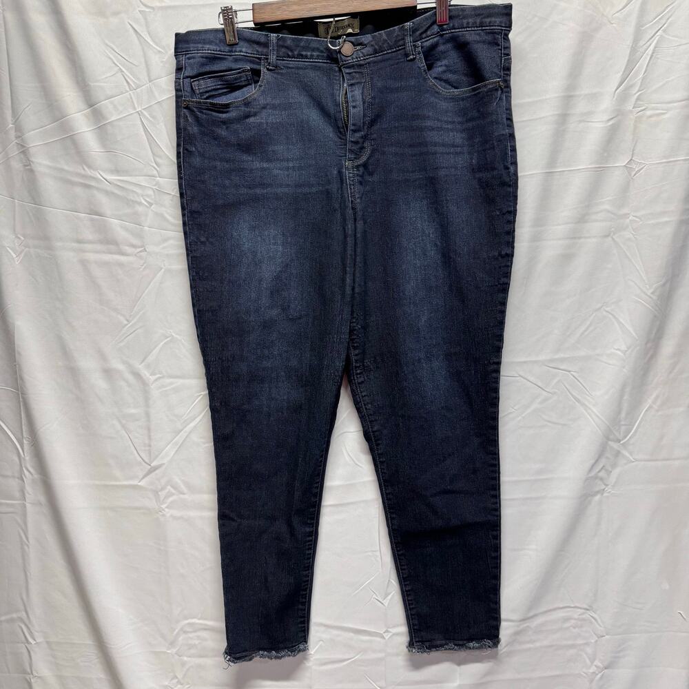 Plus Size Democracy Jeans Sz 18 Mid-Rise Raw Hem Cropped AB-Solution Slimming